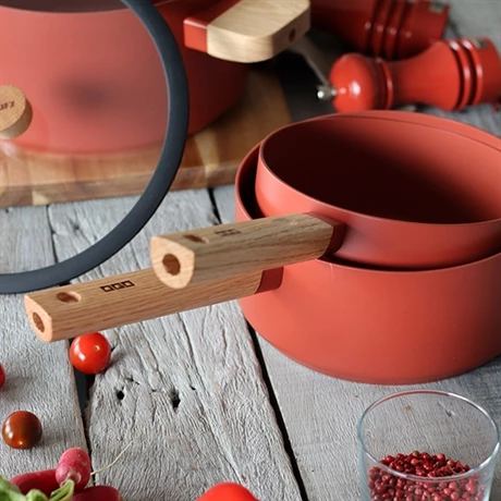 Casserole Ector Induction Aluminium Revêtu Manche En Bois 18 Cm Rouge 7 Casserole Ector Induction Aluminium Revêtu Manche En Bois 18 Cm Rouge – Image 5