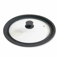 Couvercle En Verre Et Silicone Noir Multidiamètres 28, 30 Et 32 Cm