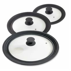 Lot 3 Couvercles En Verre Multi-diamètres De 16 à 32 Cm