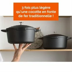 Cocotte Légère Ronde En Fonte D'aluminium 28 Cm 6,7 L Coloris Noir -de Buyer Soldes Magasin 203001 2 9 Cocotte legere ronde en fonte d aluminium 28 cm 6 7 L coloris noir Mathon