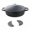 Lot Cocotte Légère Basse Ronde En Fonte D'aluminium 28 Cm Noir Et Deux Maniques Silicone -de Buyer Soldes Magasin 209011 0 3 Lot cocotte legere basse ronde en fonte d aluminium 28 cm noir et deux maniques silicone Mathon