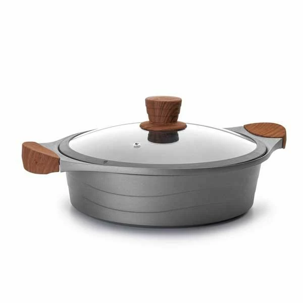 Faitout Bas Stilo Avec Poignées Imitation Bois Et Couvercle 28 Cm 3 Faitout Bas Stilo Avec Poignées Imitation Bois Et Couvercle 28 Cm