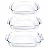 Set De 3 Plats à Four Rectangulaires En Verre Borosilicate