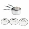 Lot 3 Casseroles Et Couvercles Inox Et Verre Excell'inox