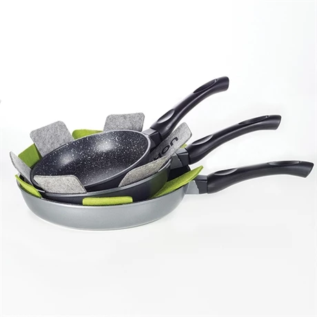 Batterie De Cuisine Poêles Anti-adhérentes Excell'Inox 20, 24 Et 28 Cm Et 3 Feutrines 5 Batterie De Cuisine Poêles Anti-adhérentes Excell'Inox 20, 24 Et 28 Cm Et 3 Feutrines – Image 3