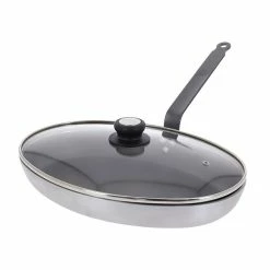 De Buyer Poêle à Poisson Ovale Choc Resto Avec Couvercle 36 Cm