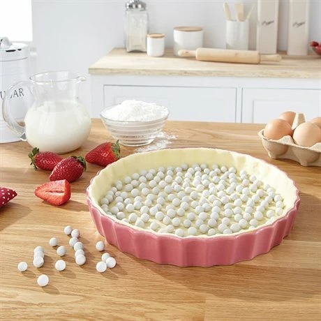 Lot Moule à Tarte Amovible 24,5 Cm + Billes En Céramique 600 G 4 Lot Moule à Tarte Amovible 24,5 Cm + Billes En Céramique 600 G – Image 2