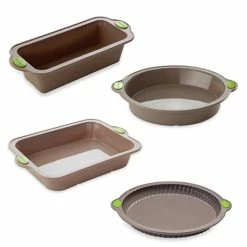 Lot 4 Moules à Cake, Tarte, Manqué Et Four Rigiflex Silicone Et Acier