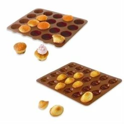 Lot De 2 Flexi'Plaques En Silicone - 20 Mini-muffins Et 24 Mini-madeleines