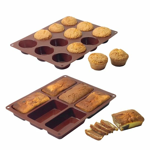 Lot De 2 Flexi'moules : 1 Plaque 12 Muffins + 1 Plaque 6 Cakes 3 Lot De 2 Flexi'moules : 1 Plaque 12 Muffins + 1 Plaque 6 Cakes