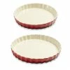 Lot 2 Moules à Tarte En Céramique 24 Et 27 Cm Rouge
