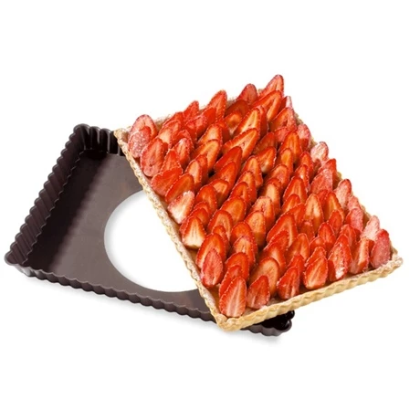 Moule à Tarte Amovible Rectangle Acier Revêtu Anti-adhérent Bords Cannelés 30 Cm 3 Moule à Tarte Amovible Rectangle Acier Revêtu Anti-adhérent Bords Cannelés 30 Cm