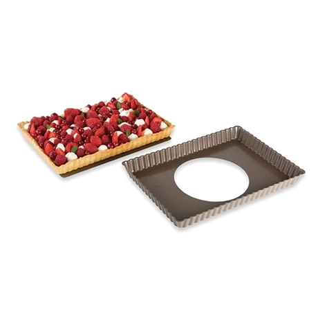 Moule à Tarte Amovible Rectangle Acier Revêtu Anti-adhérent Bords Cannelés 30 Cm 4 Moule à Tarte Amovible Rectangle Acier Revêtu Anti-adhérent Bords Cannelés 30 Cm – Image 2