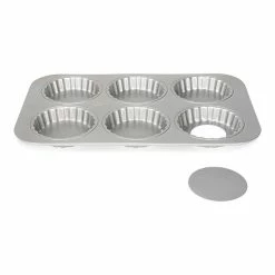 Patisse Moule 6 Tartelettes Acier Revêtu Fond Amovible 10 Cm
