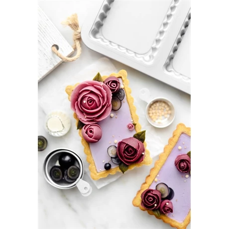 Patisse Plaque Acier 4 Moules Tartelettes à Fond Amovible 4 Patisse Plaque Acier 4 Moules Tartelettes à Fond Amovible – Image 2