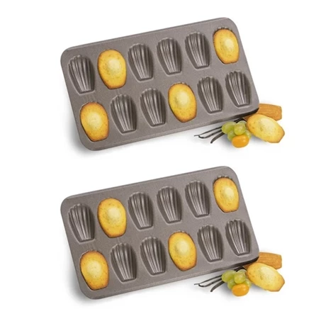 Lot De 2 Plaques 12 Madeleines Revêtu Anti-adherent 3 Lot De 2 Plaques 12 Madeleines Revêtu Anti-adherent