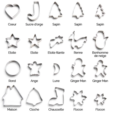 Set De 20 Emporte-pièces De Noël En Inox 3 Set De 20 Emporte-pièces De Noël En Inox