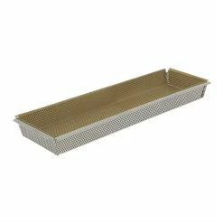 De Buyer Moule Rectangulaire Amovible Inox Perforé 35 Cm Et Feuille De Cuisson Antiadhésive
