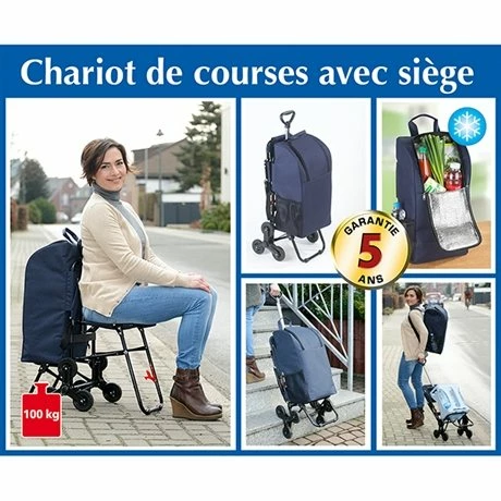 Chariot De Courses Avec Siège Bleu 5 Chariot De Courses Avec Siège Bleu – Image 3