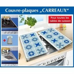 Set 2 Couvre-plaques Carreaux Bleus 9 Set 2 Couvre-plaques Carreaux Bleus -de Buyer Soldes Magasin 623001 3 3 Set 2 couvre plaques carreaux bleus Wenko by Maximex