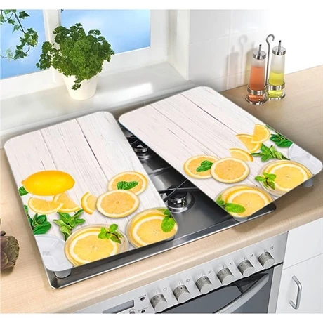 Set 2 Couvre-plaques Protection Motif Citrons 3 Set 2 Couvre-plaques Protection Motif Citrons