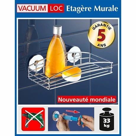 Etagère Murale En Acier Chromé Vacuum Loc 3 Etagère Murale En Acier Chromé Vacuum Loc – Image 2