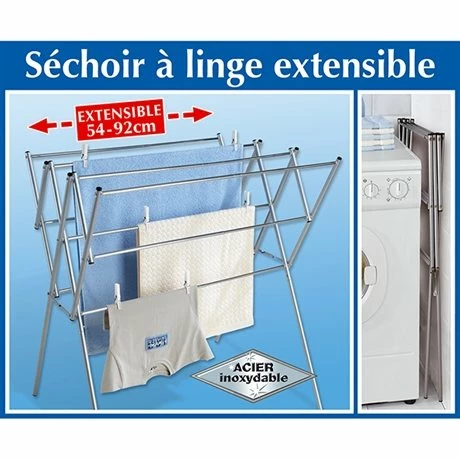 Séchoir à Linge Extensible En Acier Inoxydable 4 Séchoir à Linge Extensible En Acier Inoxydable – Image 2