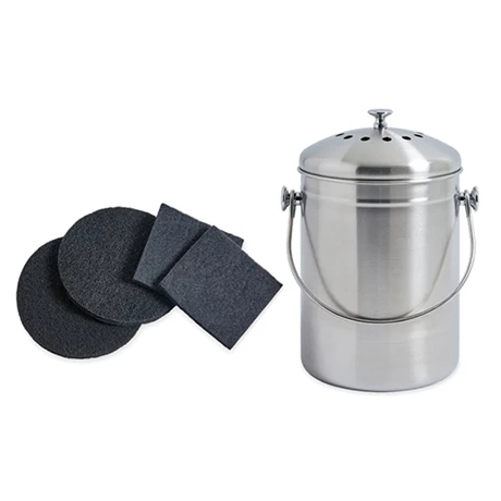 Lot Seau à Compost En Inox 5 L Et 4 Filtres à Charbon Antiodeurs 3 Lot Seau à Compost En Inox 5 L Et 4 Filtres à Charbon Antiodeurs