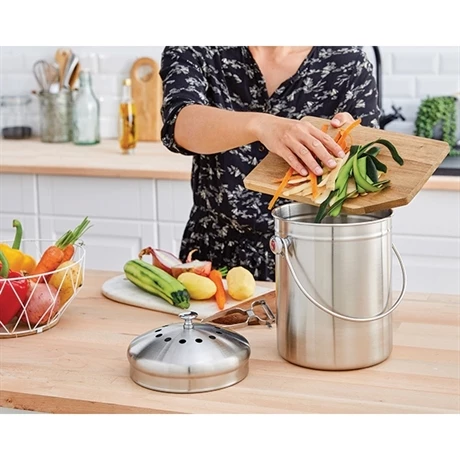 Lot Seau à Compost En Inox 5 L Et 4 Filtres à Charbon Antiodeurs 4 Lot Seau à Compost En Inox 5 L Et 4 Filtres à Charbon Antiodeurs – Image 2