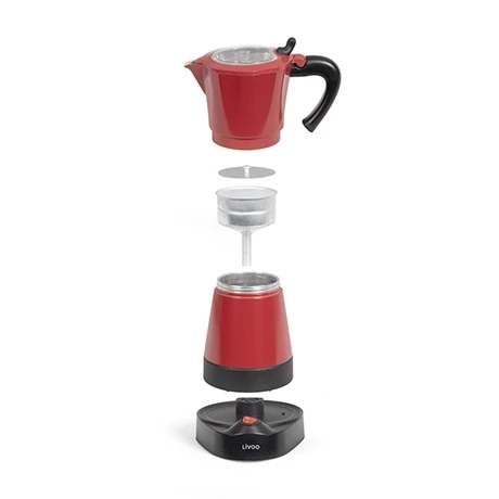 LIVOO Cafetière électrique Italienne Rouge 6 Tasses 480 W 4 LIVOO Cafetière électrique Italienne Rouge 6 Tasses 480 W – Image 2