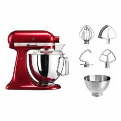 KitchenAid Robot Pâtissier Artisan à Tête Inclinable 4,8 L 300 W Rouge Pomme D'amour 5KSM175PSECA