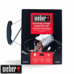 Weber Ensemble D’allumage Rapidfire 3 En 1 ; Cheminée D’allumage,2 Kg De Briquettes, 3 Cubes All