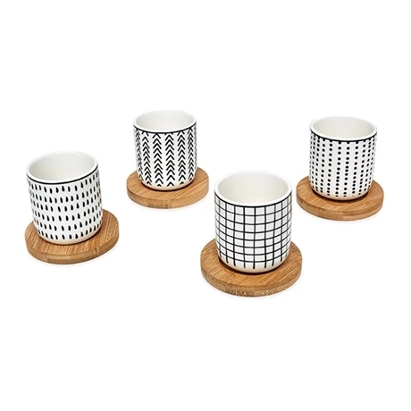 Set De 4 Tasses En Porcelaine Avec Soucoupe Bambou 10 Cl Motifs Graphiques 4 Set De 4 Tasses En Porcelaine Avec Soucoupe Bambou 10 Cl Motifs Graphiques – Image 2