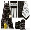Set Manique, Gant, Torchon Et Tablier Noir Sel & Poivre