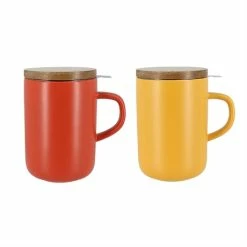 Lot De 2 Tisanières Mug Juliet Jaune Et Paprika